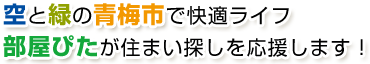 空と緑の青梅市で快適ライフ 部屋ぴたが住まい探しを応援します！